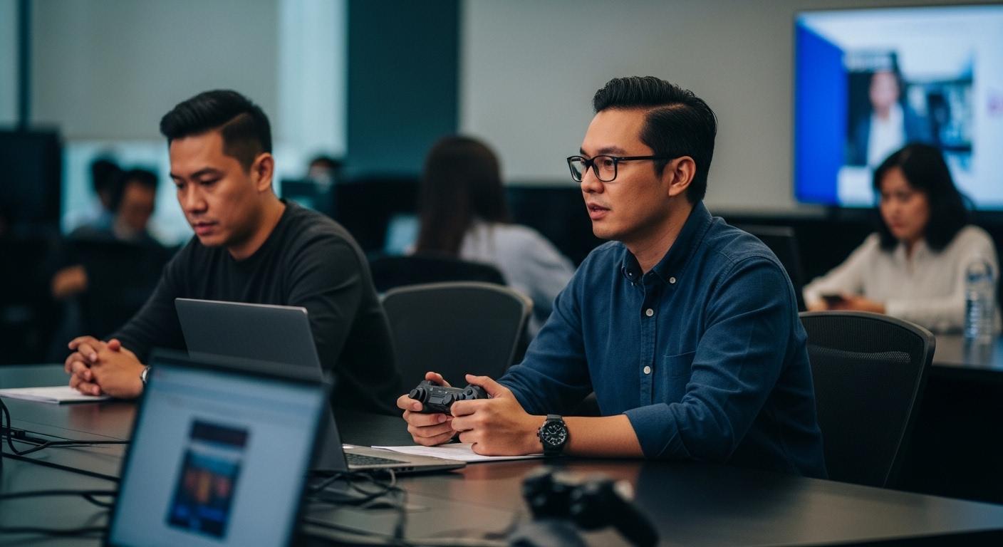 PS5 in a Philippine gaming setup with a gamer streaming.
