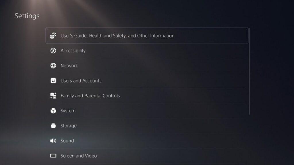 PS5 settings menu performance mode display