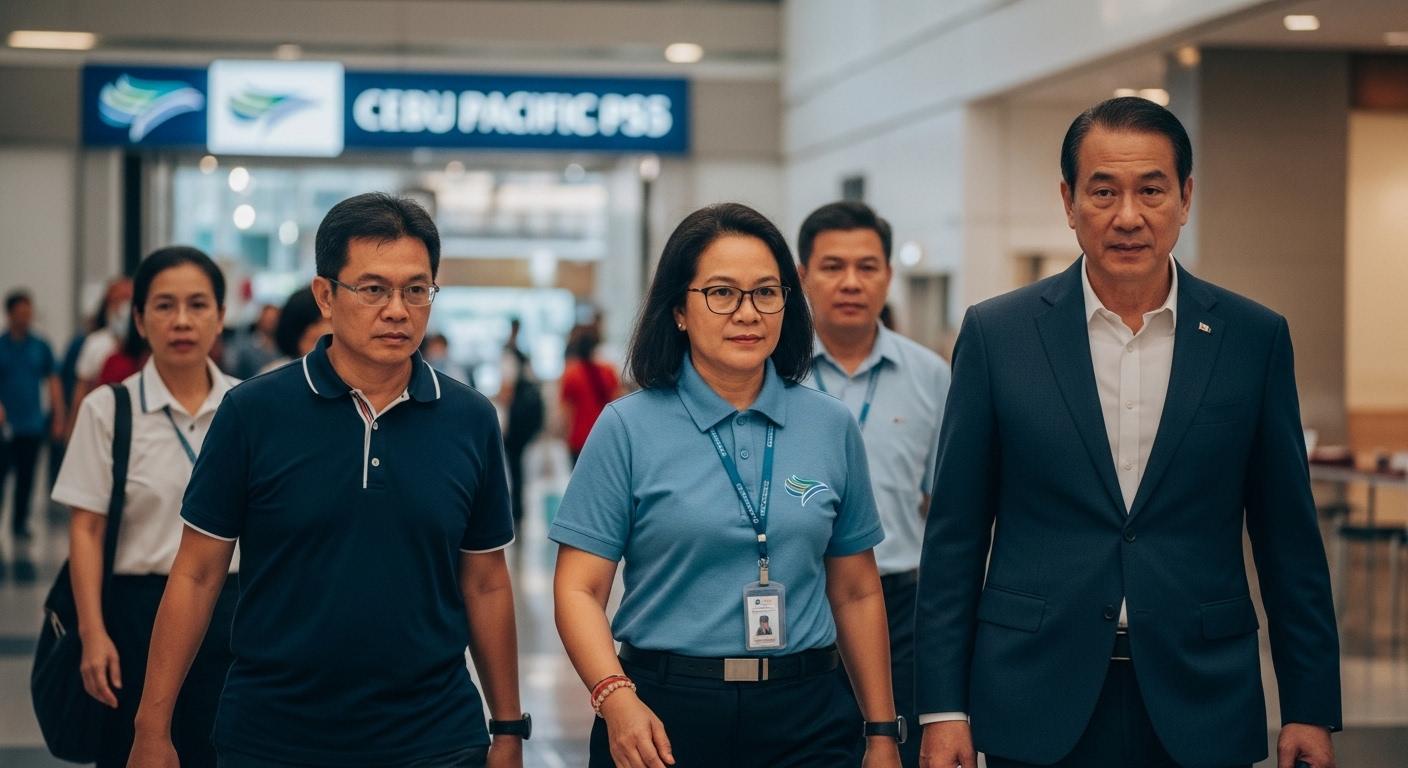 Editorial composition showing a PS5 console with travel imagery and a Cebu Pacific silhouette to reflect logistics aroun